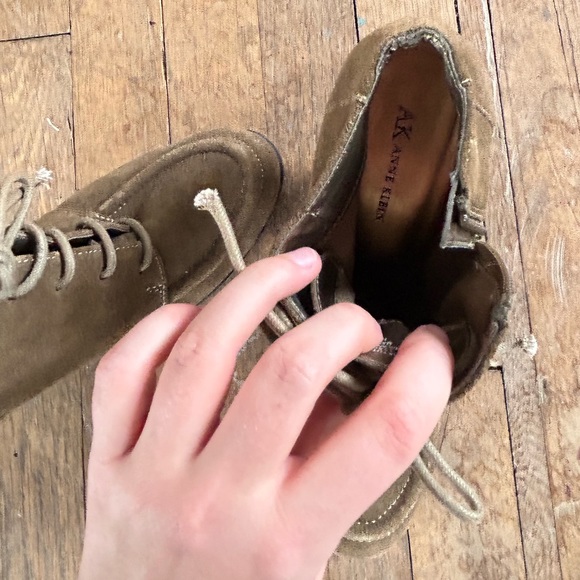Anne Klein Tutorial Lace-Up Tan Suede Booties - Picture 4 of 4